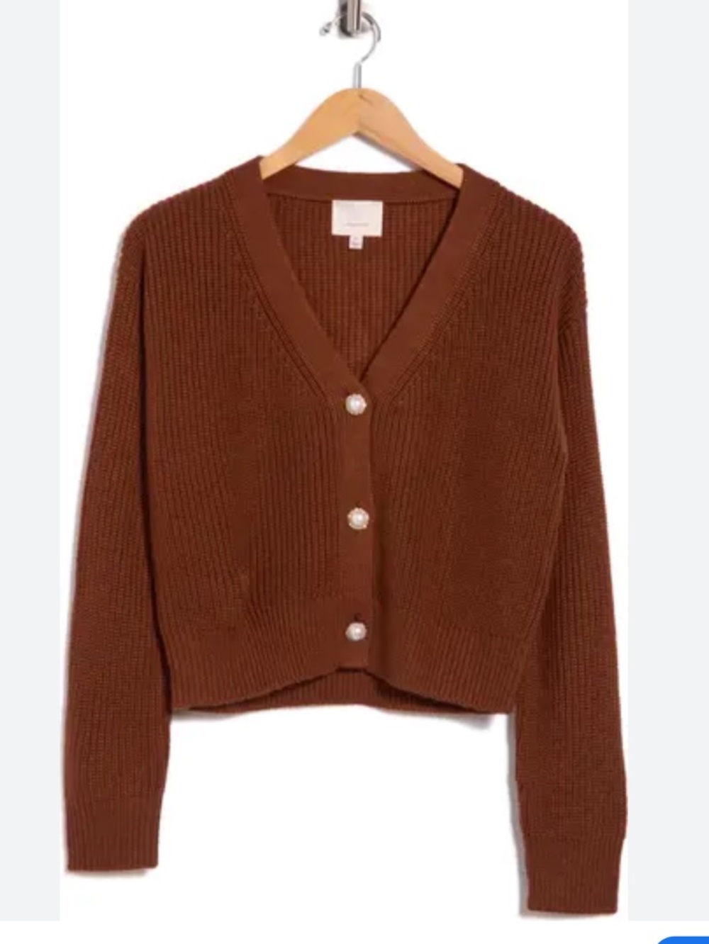 cinq a sept Palmer V-Neck Cropped Cardigan - Chestnut Brown
